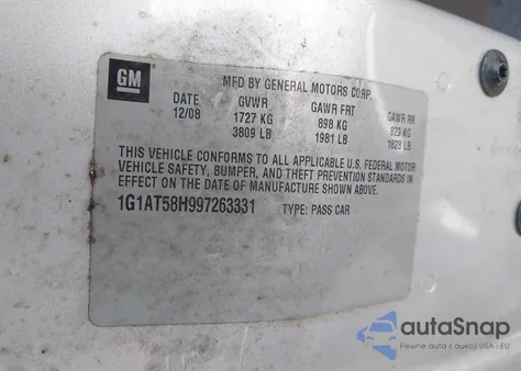 2009 Chevrolet Cobalt Lt from USA, damaged, VIN 1G1AT58H997263331